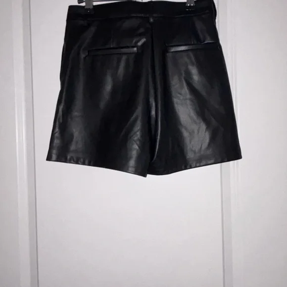 Calvin Klein Black High Waist Leather Shorts - Picture 2 of 2